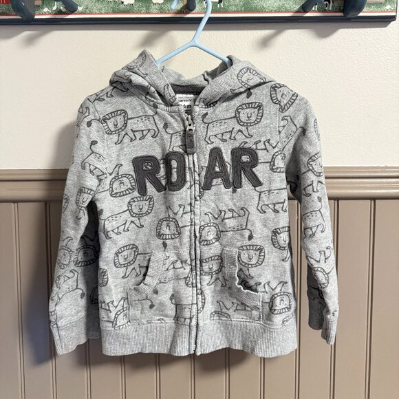 Carter's Zip Up Hoodie | 24M | Grey Lion Print - Picture 1 of 2